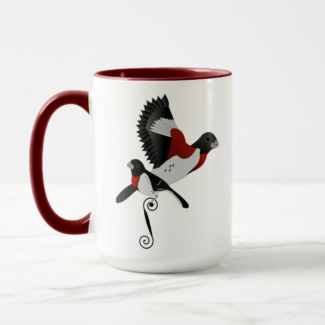 Ro Brested Grosbeak Cardinal Bird Mugg (Vänster)