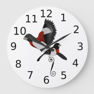 Ro Brested Grosbeak Cardinal Bird Stor Klocka