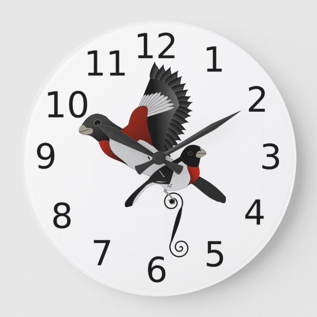 Ro Brested Grosbeak Cardinal Bird Stor Klocka (Framsida)