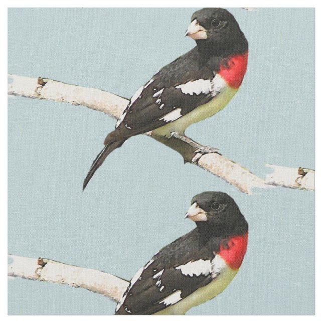 Ro-Brested Grosbeak Fabric Tyg (Närbild)