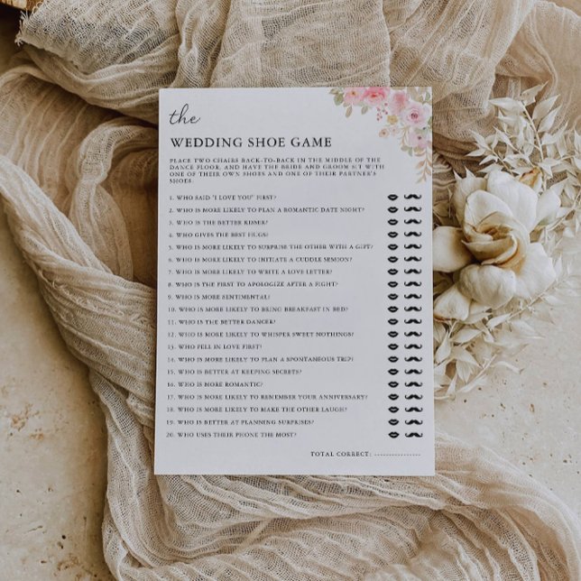 Ro Bröllop Shoe Game Template Inbjudningar (Rose Wedding Shoe Game Template, Invitation)