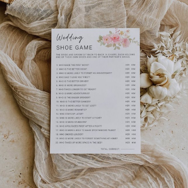 Ro Bröllop Shoe Game Template Inbjudningar (Rose Wedding Shoe Game Template, Invitation)