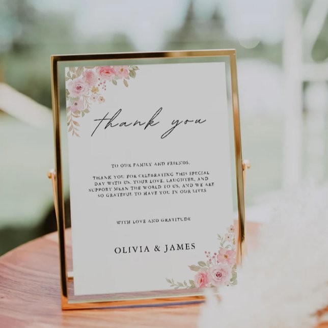 Ro Bröllop Tack-teckenmall, Inbjudningar (Rose Wedding Thank You Sign Template, Invitation)
