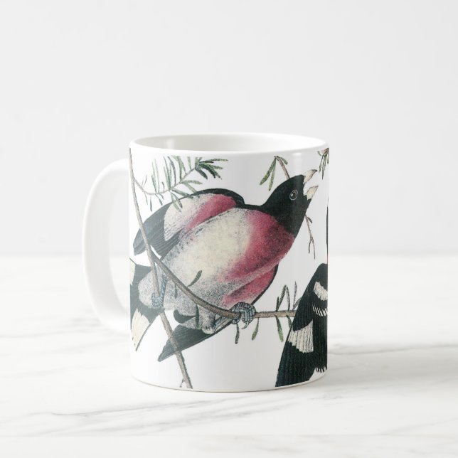 Ro-bröstad Grosbeak av Audubon Kaffemugg (Framsida vänster)