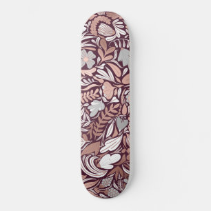 Ro Burgundy-Blommigten i Guld, illustration av Mön Mini Skateboard Bräda 18,5 Cm