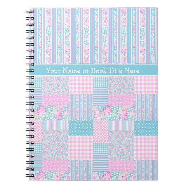 Ro, Butterflies, Faux Patchwork Spiral Anteckningsbok Med Spiral (Framsidan)