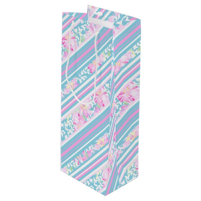 Ro Butterflies Rosa Blue Rand Vin Gift Bag (Framsidan Vinklad)