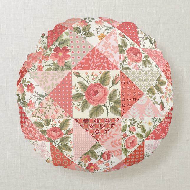Ro Butterflies Seamless Patchwork Rund Kudde (Framsidan)
