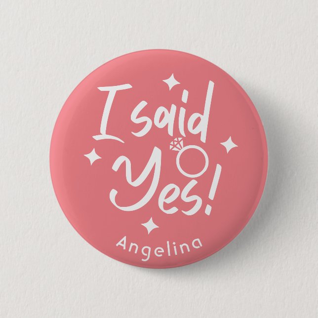 Ro Calligraphy, jag sa ja Brides Personlig Knapp (Framsida)