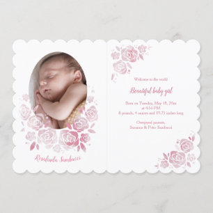 Ro Cameo Photo Birth Notice Inbjudningar