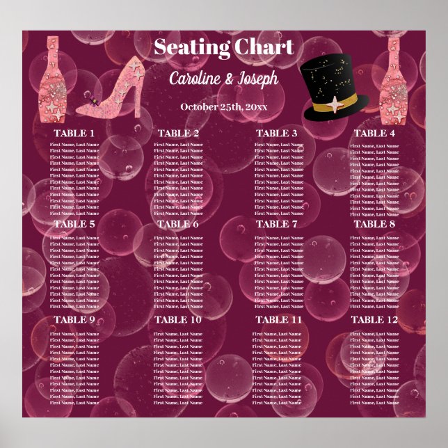 Ro Champagne, för 12 sittplatsdiagram Poster (Framsidan)