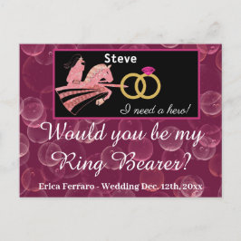 Ro Champagne & Medieval Knight för Ring Bearer P Vykort