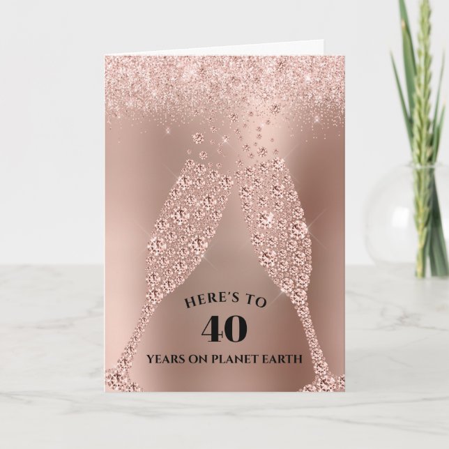 Ro Champagne Toast 40:e födelsedagen Kort (Framsida)