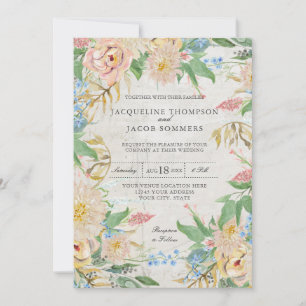 Ro Chrysanthemum Blommigt Vattenfärgsbild Inbjudningar