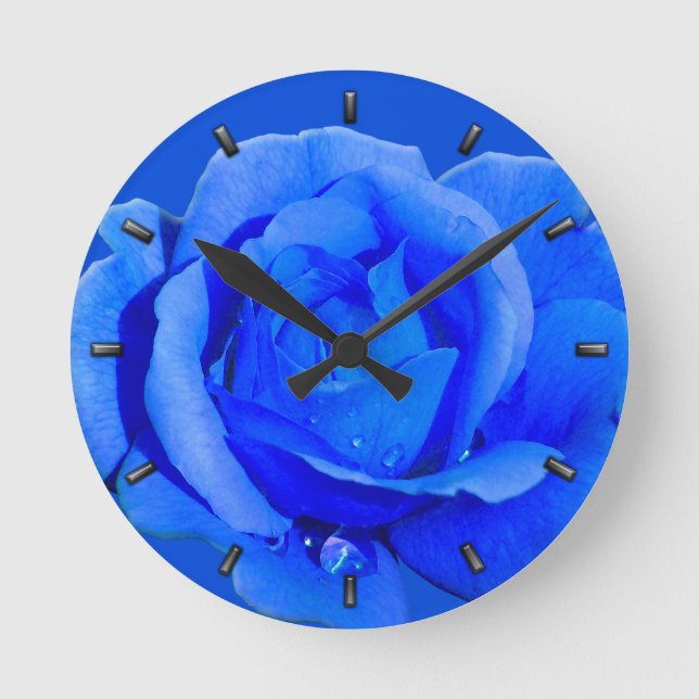 Ro Clock Blue Ro Flower Wall Clock Ro Gift Rund Klocka (Framsida)