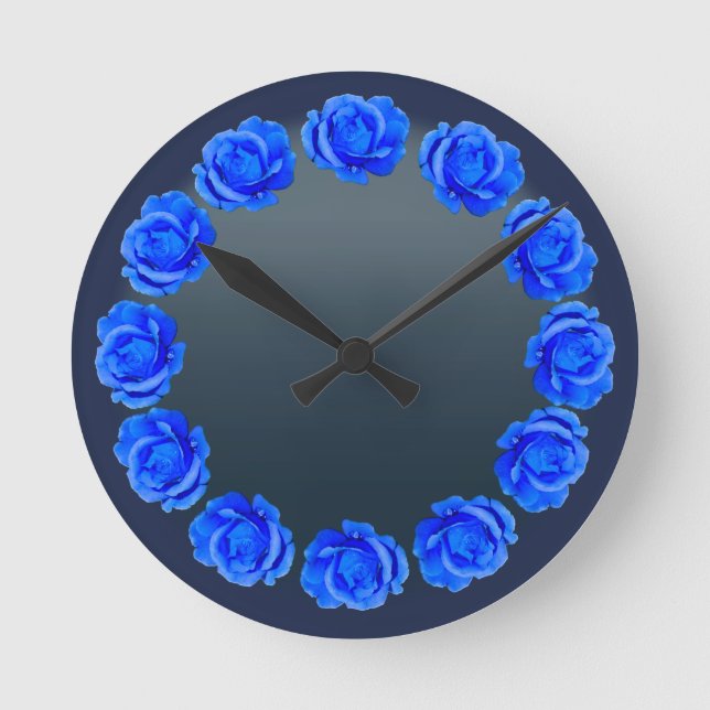 Ro Clock Blue Ro Flower Wall Clock Ro Gift Rund Klocka (Framsida)