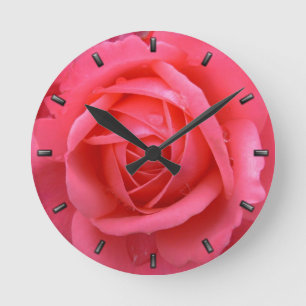 Ro Clock Röd ros Flower Wall Clock Ro Decor Rund Klocka