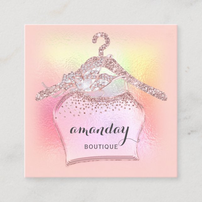 Ro Closet Trasa Hanger Dress Boutique Square Fyrkantigt Visitkort (Framsida)