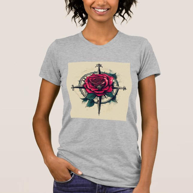 Ro Compass Tattoo Art TeeT-Shirt T Shirt (Framsida)