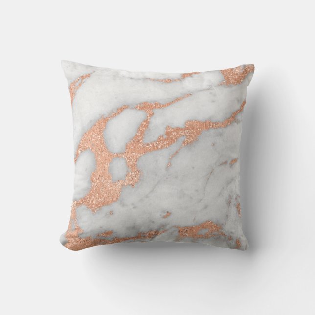 Ro Copper Guld Grått Glitter Marble Stone Sprakly Kudde (Framsida)