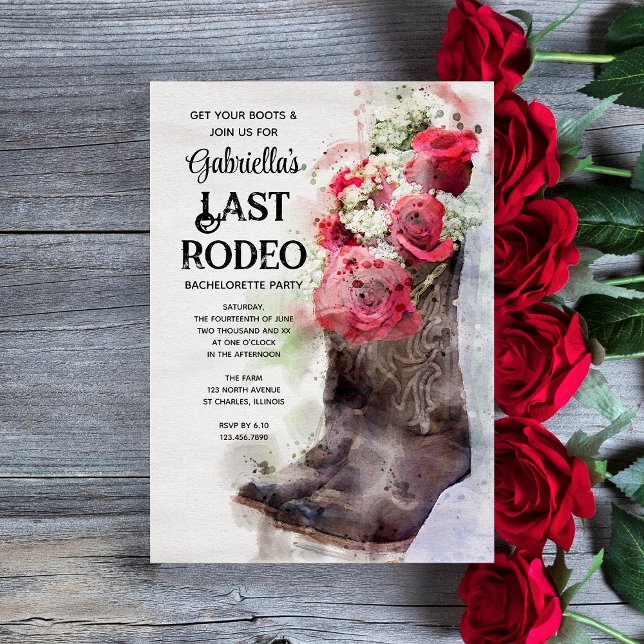 Ro Cowboy Boots Last Rodeo Bachelorette Party Inbjudningar (Skapare uppladdad)