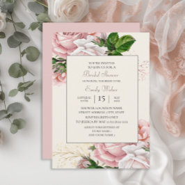 Ro Cream Möhippa för Rosa Blommigt Inbjudningar