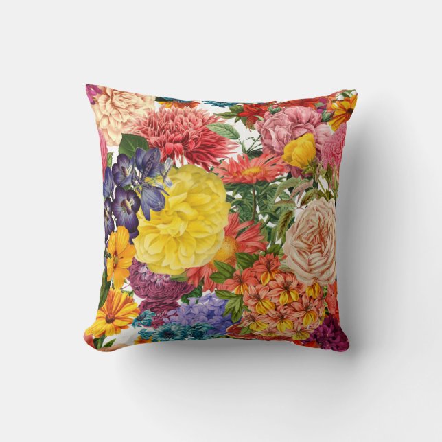 Ro, dahlia och marigold-blomman mönster kudde (Framsida)