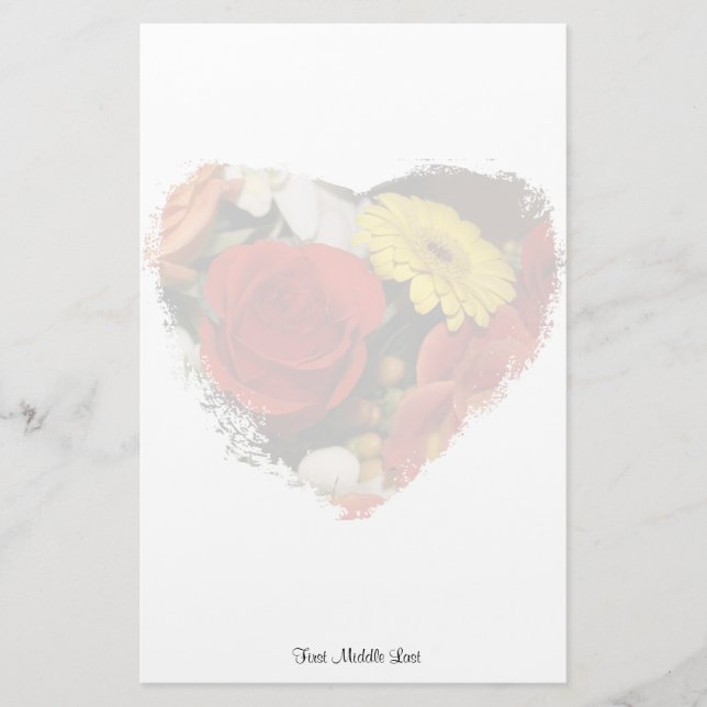 Ro Daisy Bouquet Heart Anpassningsbar Brevpapper (Framsida)