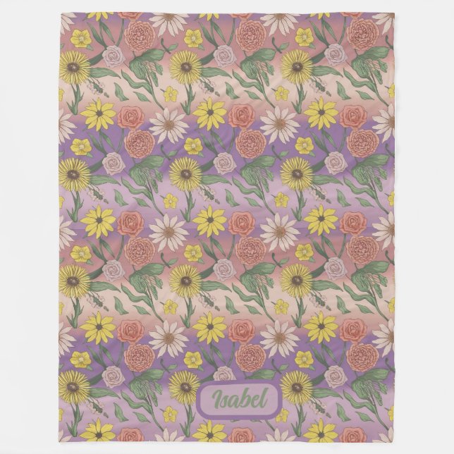 Ro, Daisy, solrosor och lilin Fleecefilt (Framsidan)