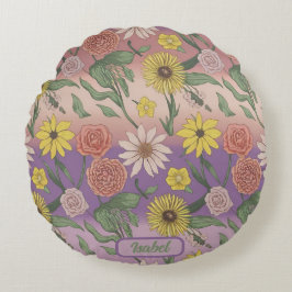 Ro, Daisy, solrosor och lilin Rund Kudde