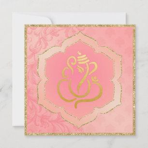 Ro Damask Guld Ganesh Indiska Bröllop Inbjudningar