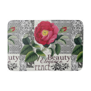 Ro Damask Söt Blommigt Antique Badrumsmatta