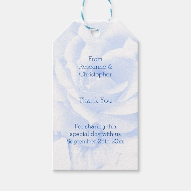Ro Design Blue Färgad Bröllop Presentetikett (Framsidan)