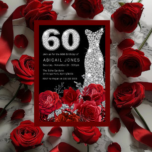Ro & Diamond Dress Red Gräns 60:e födelsedagen Inbjudningar