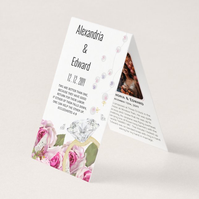 Ro Diamond Ring Förlovning Bröllop Foto Kort (Framsida)