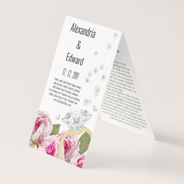 Ro Diamond Ring Förlovning Bröllop Kort (Framsida)