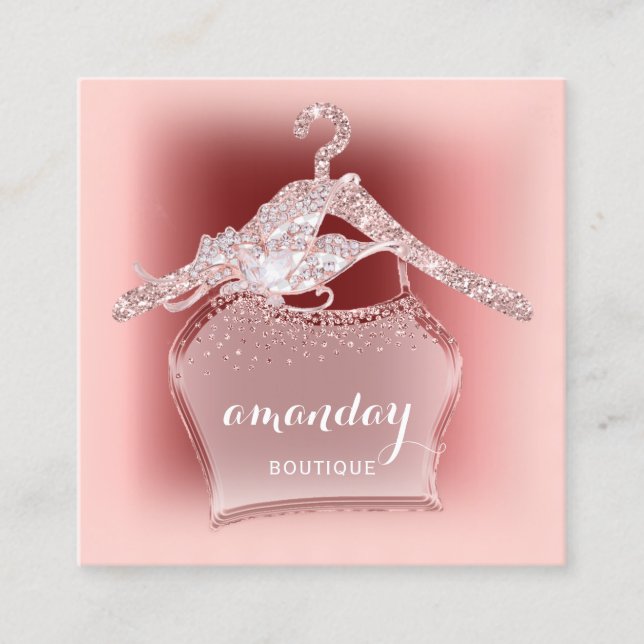 Ro Diamond Trasa Hanger Burgundy Boutique Fyrkantigt Visitkort (Framsida)