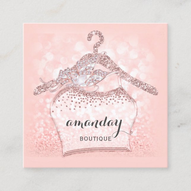 Ro Diamond Trasa Hanger Dress Boutique Square Fyrkantigt Visitkort (Framsida)