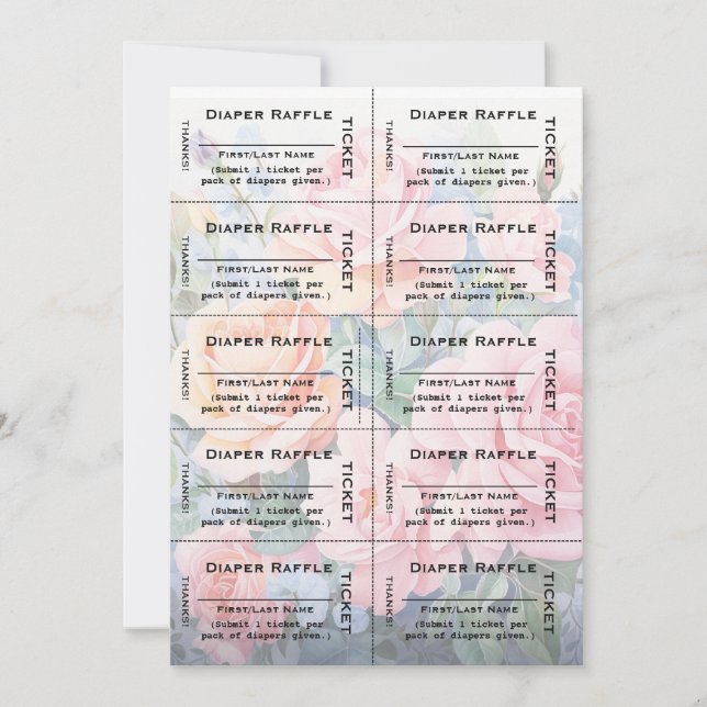 Ro Diaper Raffle Biljett Plain Typography Inbjudningar (Framsida)