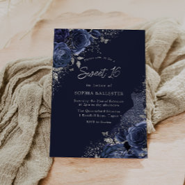 Ro & Dress Navy & Silver Sweet 16 Party Inbjudningar