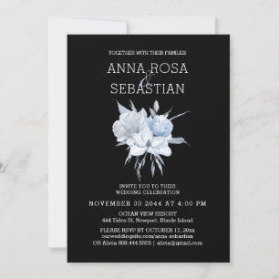 *~* Ro Elegant Blue Blommigt AR15 BRÖLLOP OSA + Inbjudningar