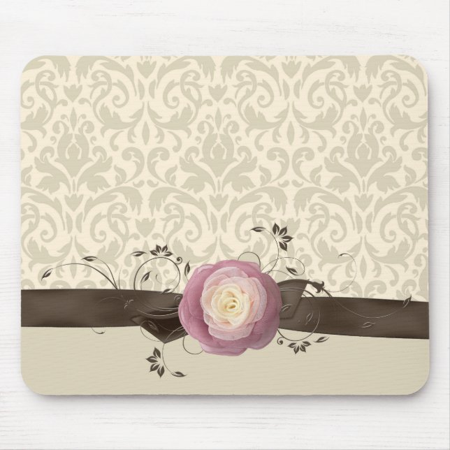 Ro Elegant Damask Ribbon Stil Mousepad Musmatta (Framsidan)