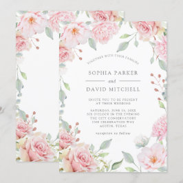 Ro | ELEGANT ROSA BLOMMIGT BRÖLLOP Inbjudningar