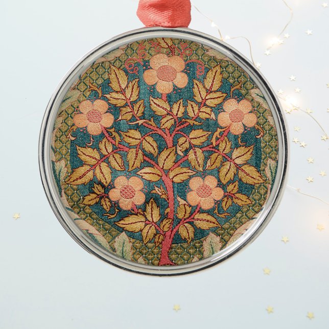 Ro Embroidery Design av William Morris Julgransprydnad Metall (Skapare uppladdad)