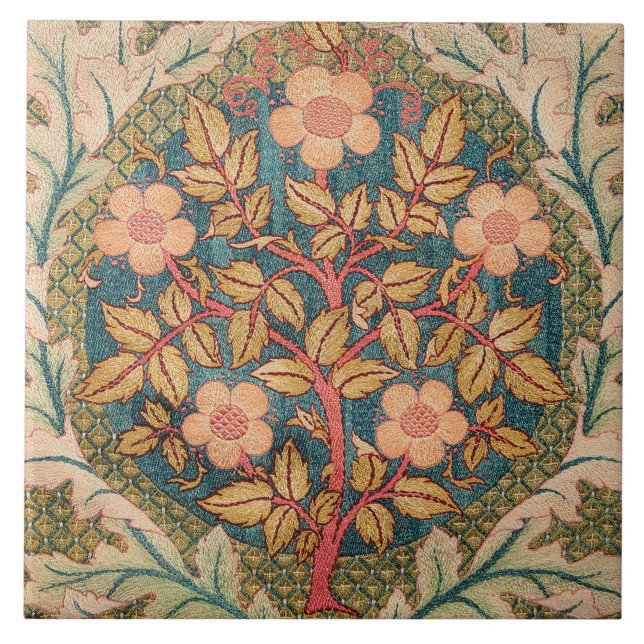 Ro Embroidery Design av William Morris Kakelplatta (Framsidan)