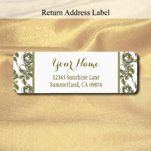 Ro Etching Mönster White Guld Editable Return Returadress Etikett