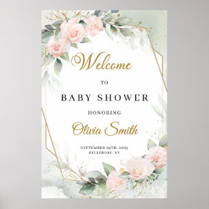 ro eukalyptus guld Baby Shower Välkommen Po Poster
