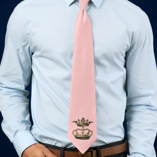 Ro Färgad Laudete Söndag jul Advent Slips (Rose Colored Laudete Sunday Advent tie with two gold crowns for Catholics)