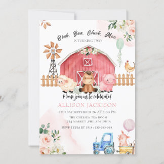 ro Farm Barnyard Animals Birthday Bash Invation Inbjudningar