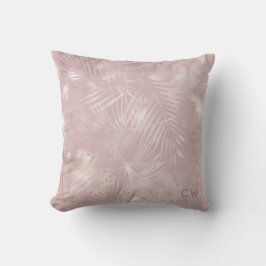 Ro faux faux foil tropical foliage monogram kudde